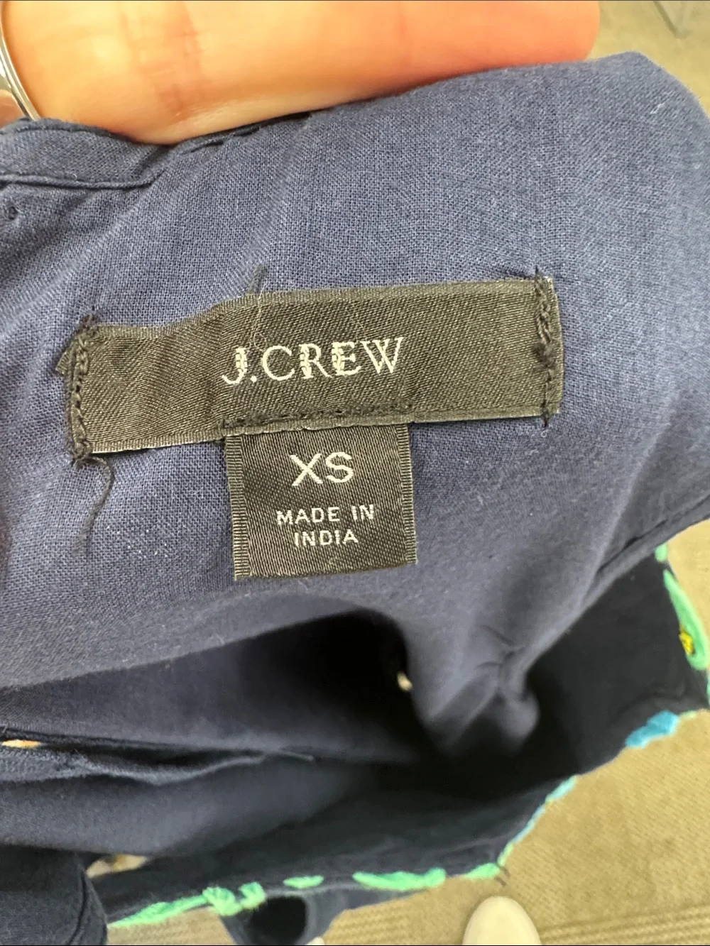 J. Crew Embroidered Navy Cotton Shift Dress, size XS